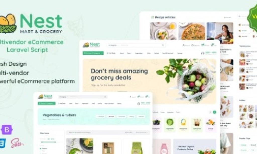 Nest v1.25.7 Nulled – Multivendor Organic & Grocery Laravel eCommerce Script