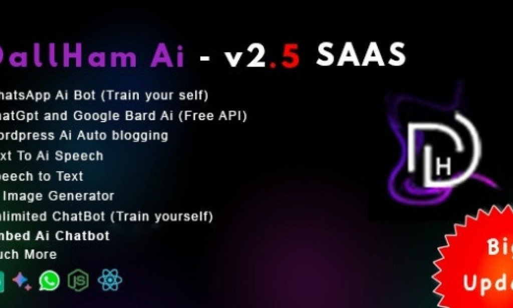 DallHam Ai v2.5 – Ai WhatsApp, Chatbot, Ai Speech, Bard Ai SAAS System Script